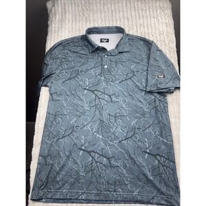 Waggle Polo Shirt Men Large Woods All Over Print Golf Performance Stretch Golfer